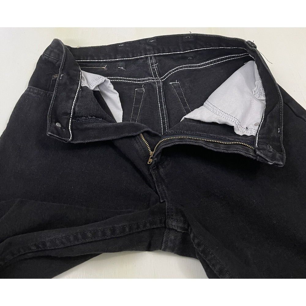 VTG Lee MR Jeans Men 30x35 34x36 Tag Black Thick Denim Straight Zip  Made in USA - Picture 10 of 10